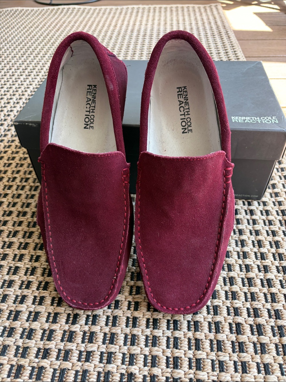 Kenneth Cole Reaction Men's Size 11 Burgundy Suede Slip-On Loafers - Excellent C